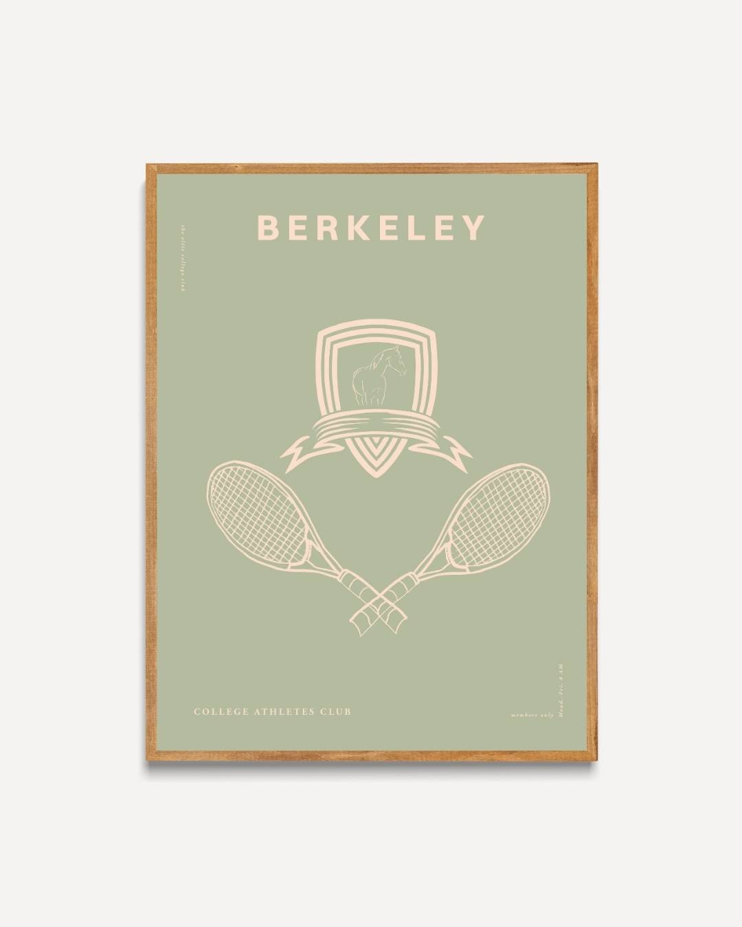Berkeley tennisrackets en embleem Poster – portret poster als wanddecoratie