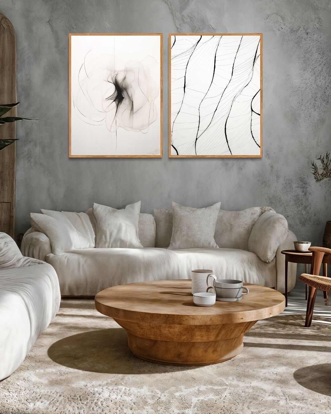 Minimalistische lijnen Posterset – 2-luik posterset als wanddecoratie