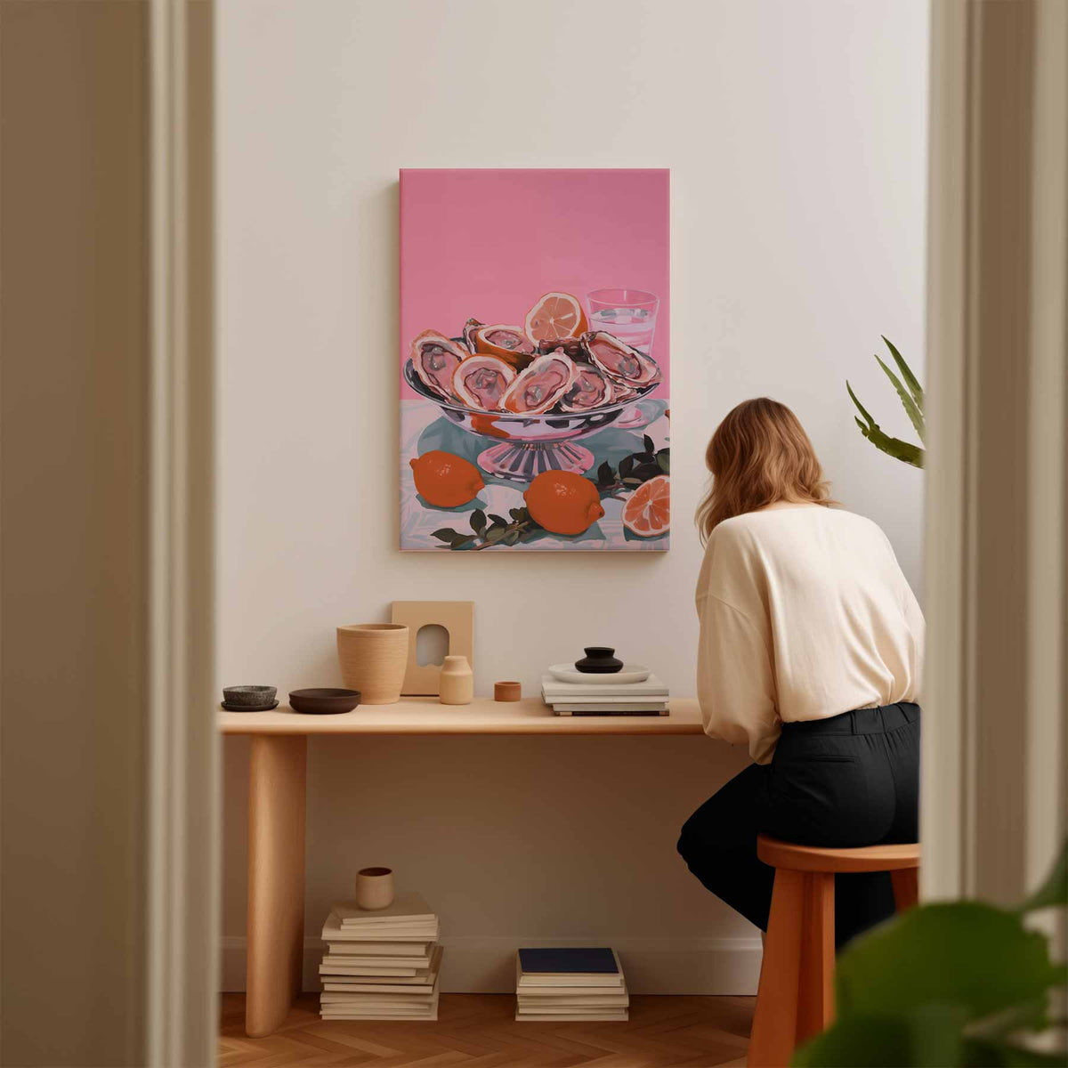 Kleurrijke Zeevruchtenverleiding – staande wandkunst voor woonkamer of interieur