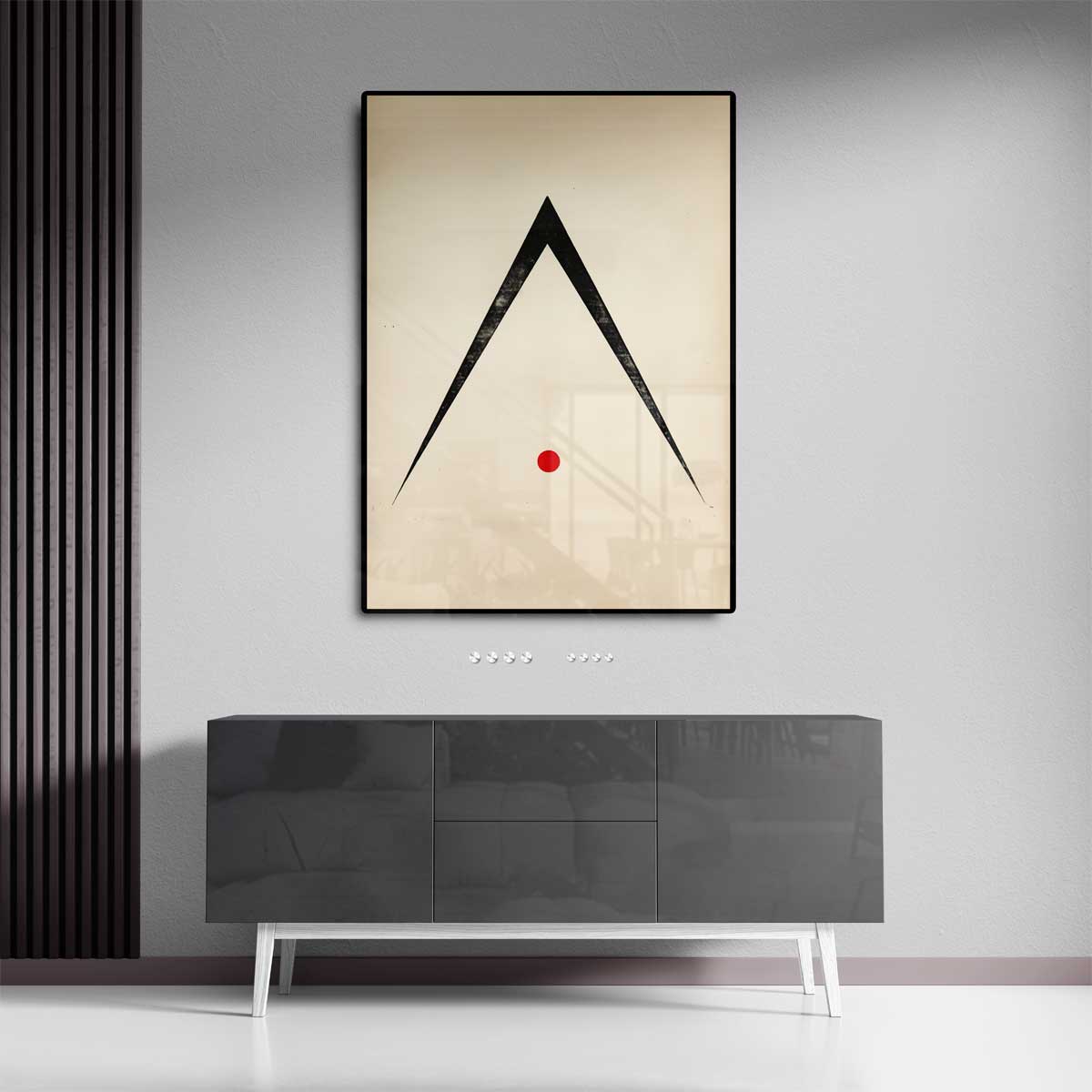 Minimalistisch Abstract Driehoek en Cirkel – portret kunstwerk als wanddecoratie, afbeelding 13