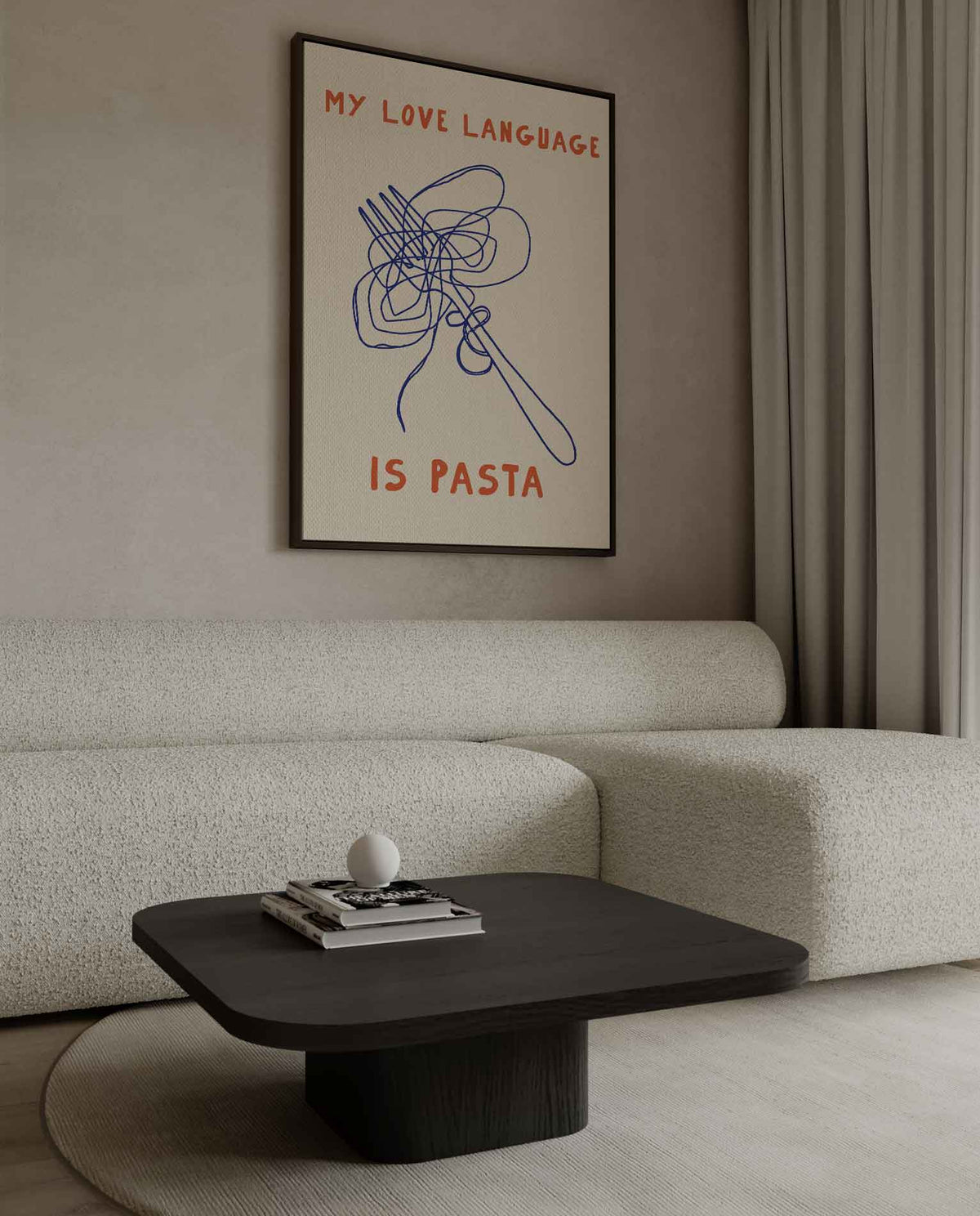 Pasta Liefdestaal – plexiglas kunstwerk als wanddecoratie