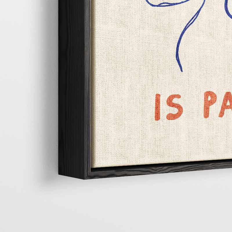Pasta Liefdestaal – kunstwerk met zwarte baklijst