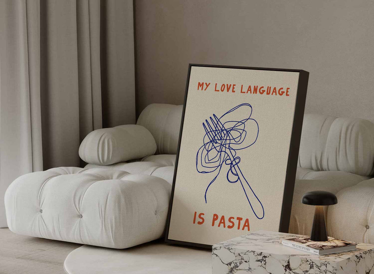 Pasta Liefdestaal – dibond kunstwerk als wanddecoratie