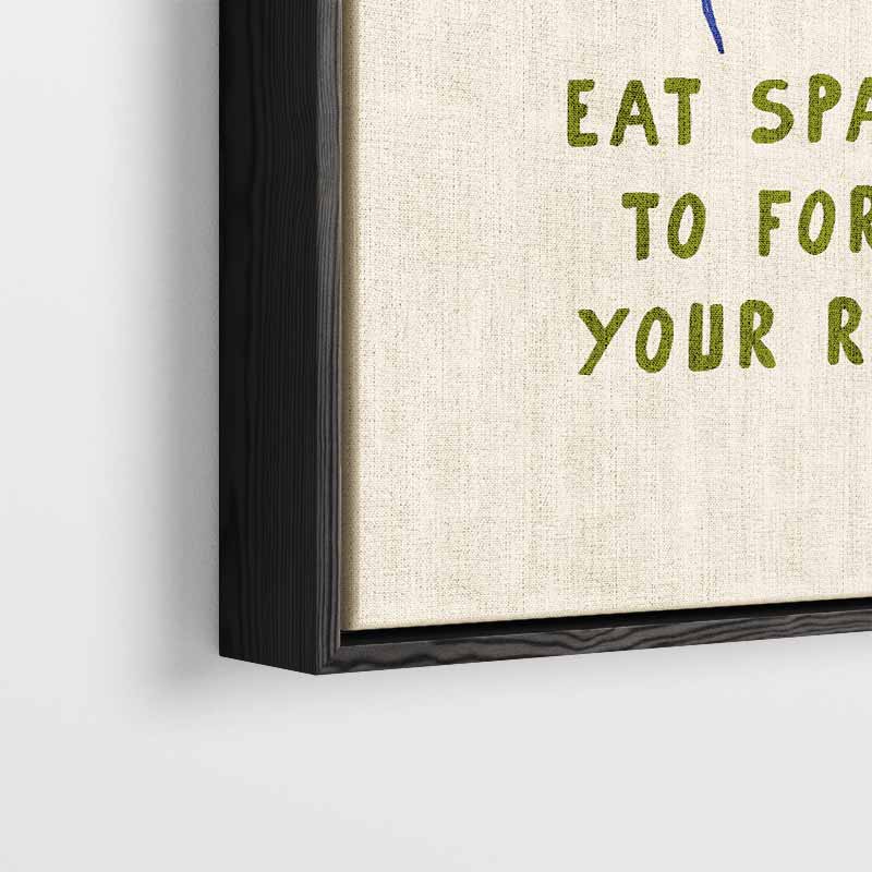 Spaghetti Vrolijkheid Poster – kunstwerk met zwarte baklijst