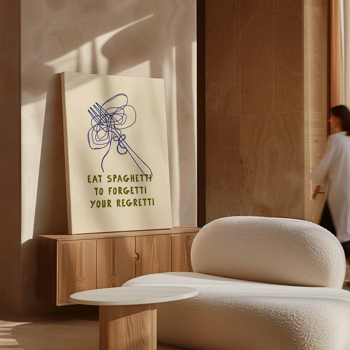 Spaghetti Vrolijkheid Poster – plexiglas wanddecoratie in portret formaat