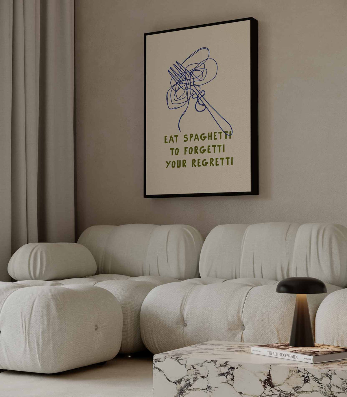 Spaghetti Vrolijkheid Poster – canvas kunstwerk als wanddecoratie
