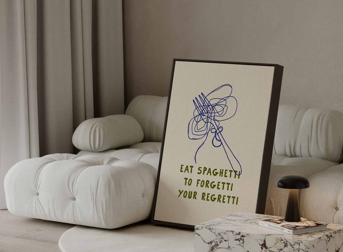 Spaghetti Vrolijkheid Poster – dibond kunstwerk als wanddecoratie