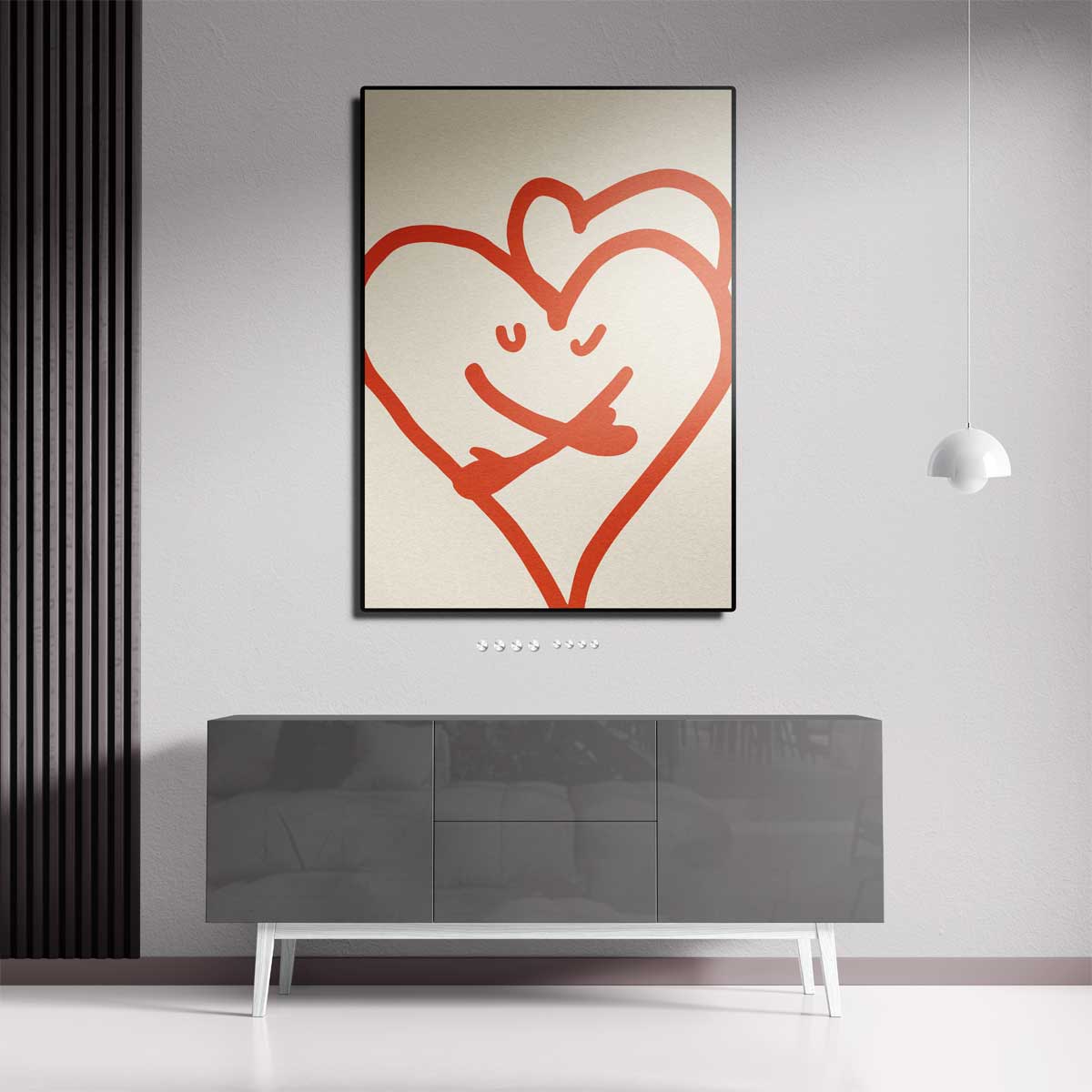 Vrolijke Hartjesknuffel – modern portret kunstwerk van WallArtistic
