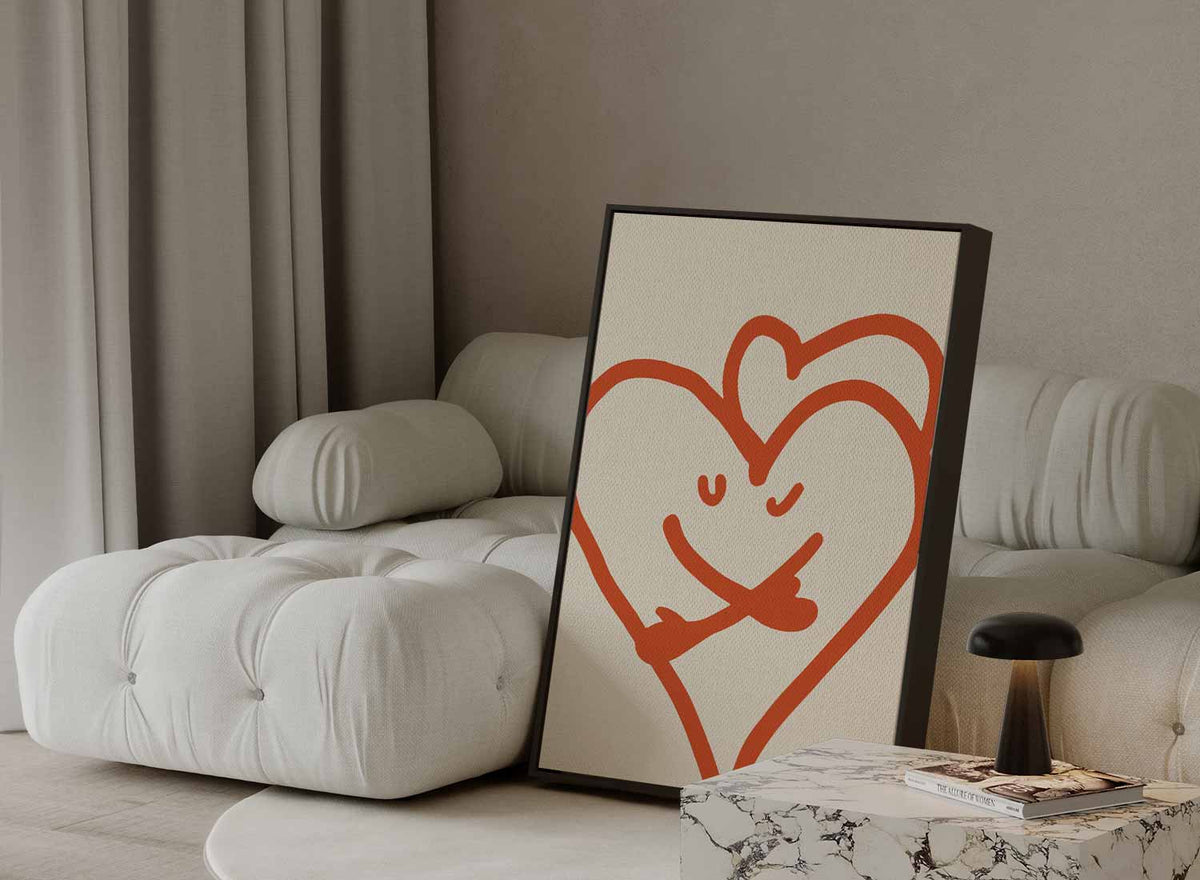 Vrolijke Hartjesknuffel – dibond kunstwerk als wanddecoratie