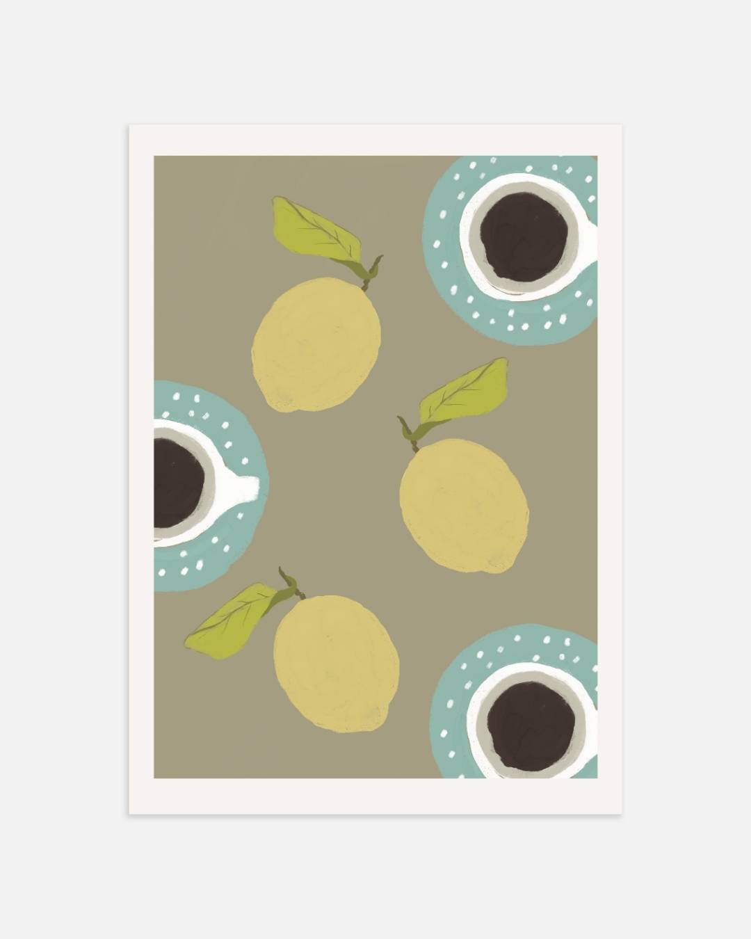 Citroen en koffie Poster – portret wanddecoratie van WallArtistic