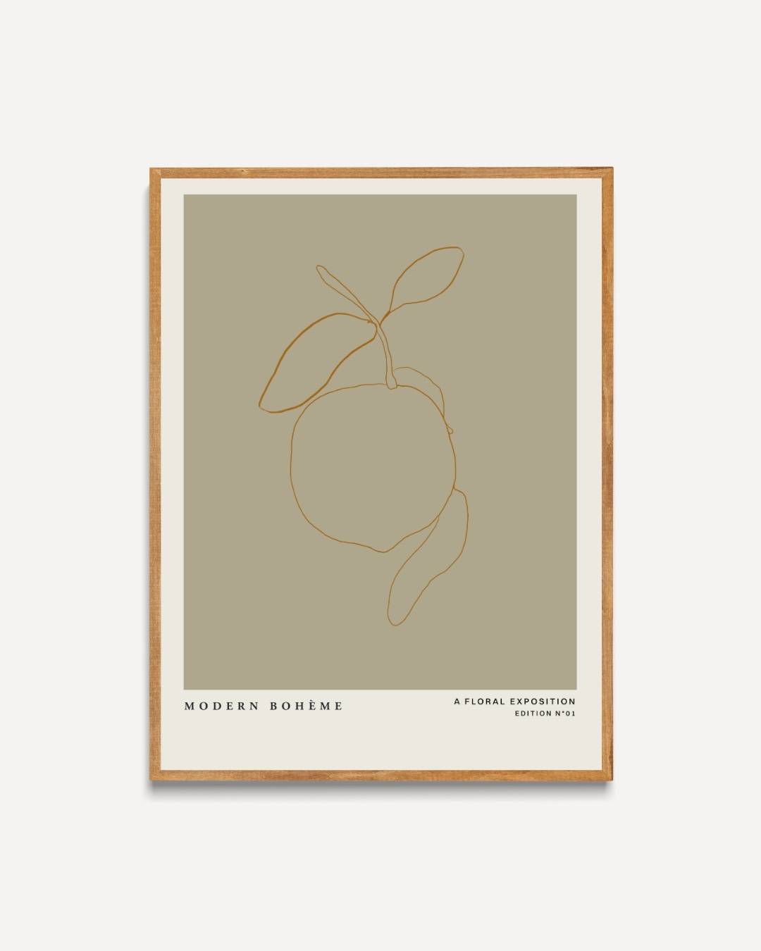 Citroen goud lijntekening Poster – portret poster als wanddecoratie