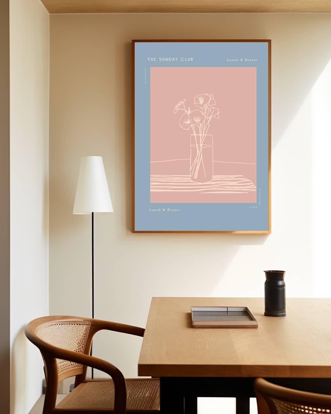 The Sunday Club bloemenvaas Poster – staande poster voor modern interieur