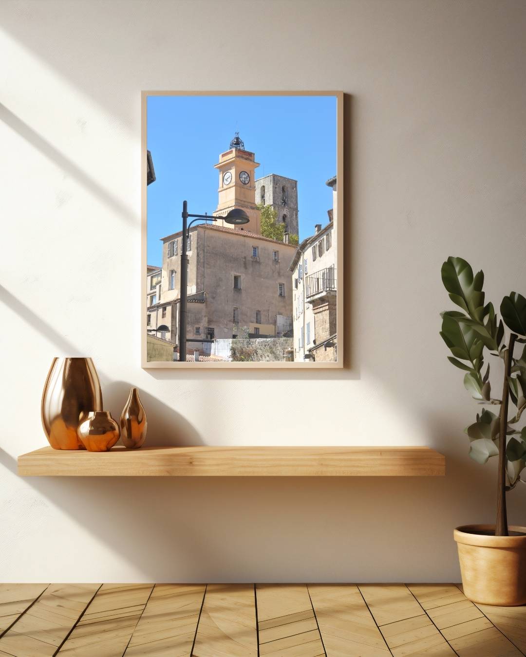 Historische klokkentoren onder een heldere lucht Poster – staande poster voor modern interieur