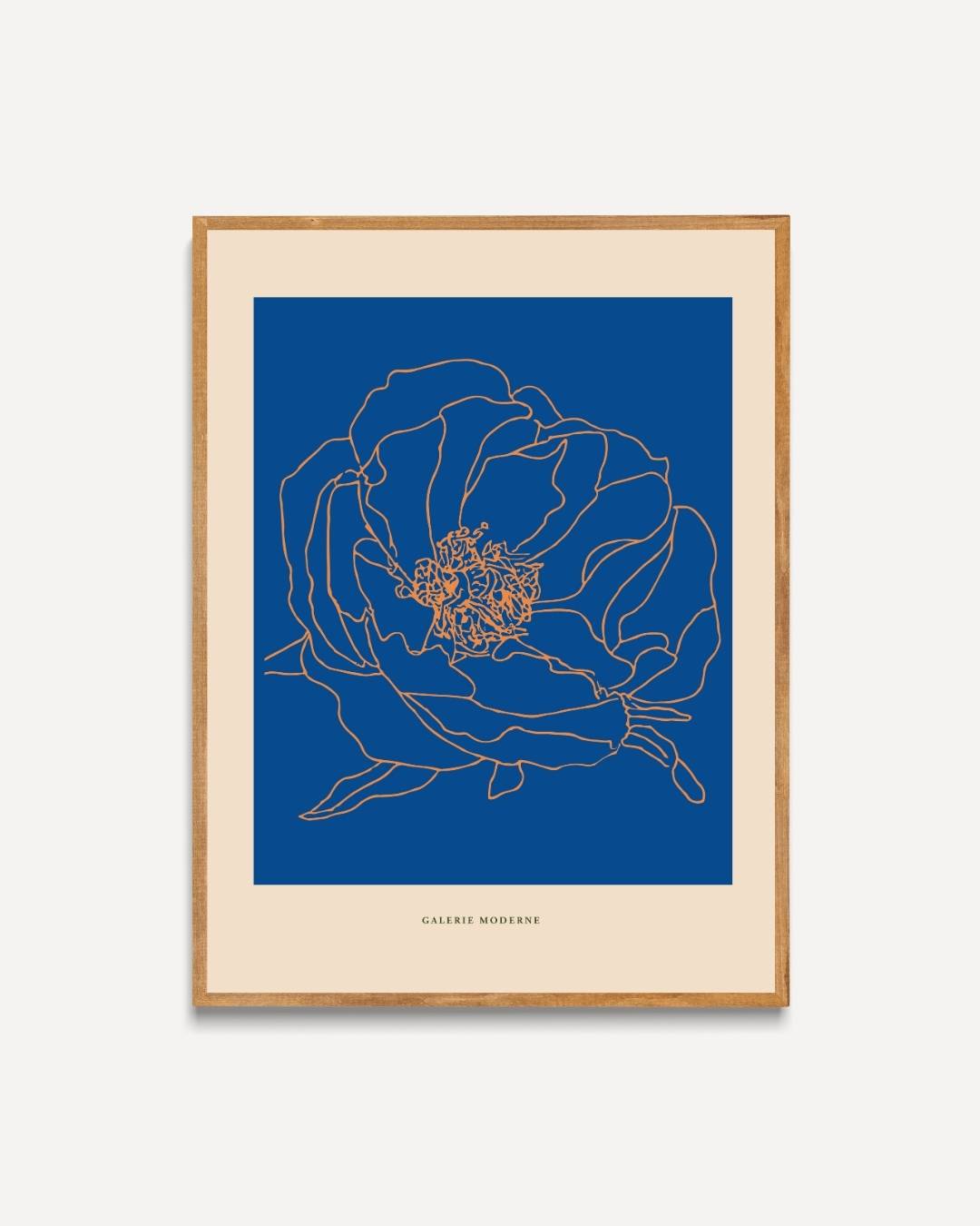 Blauwe bloem Poster – portret poster als wanddecoratie