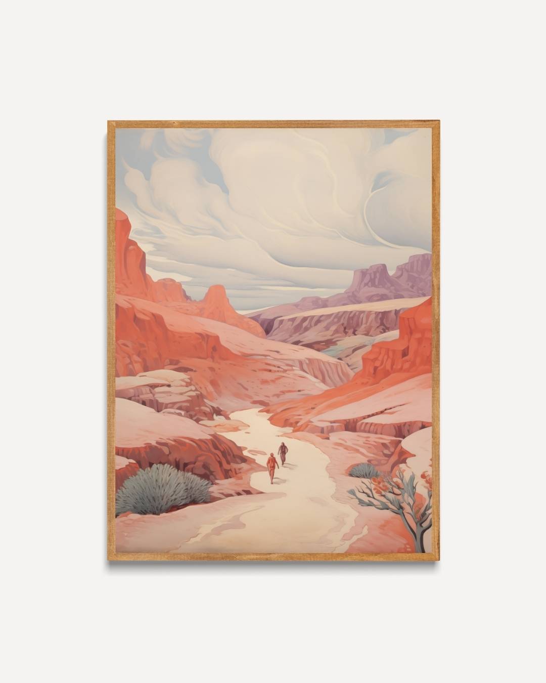 Woestijnlandschap met wandelaars Poster – portret poster als wanddecoratie