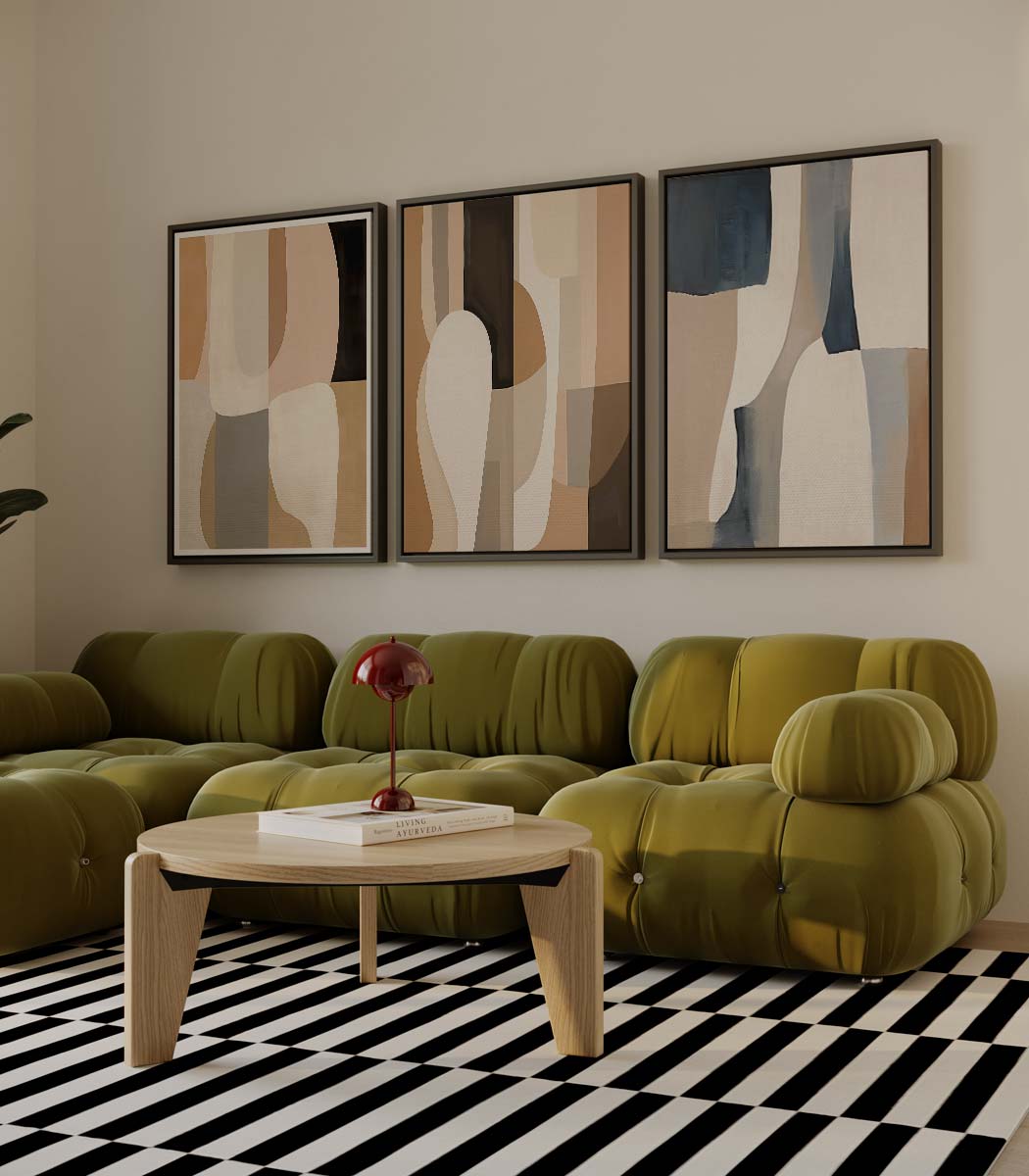 Aards abstract patroon – drieluik voor modern interieur