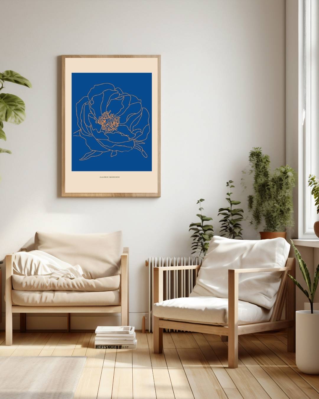 Blauwe bloem Poster – staande poster voor modern interieur