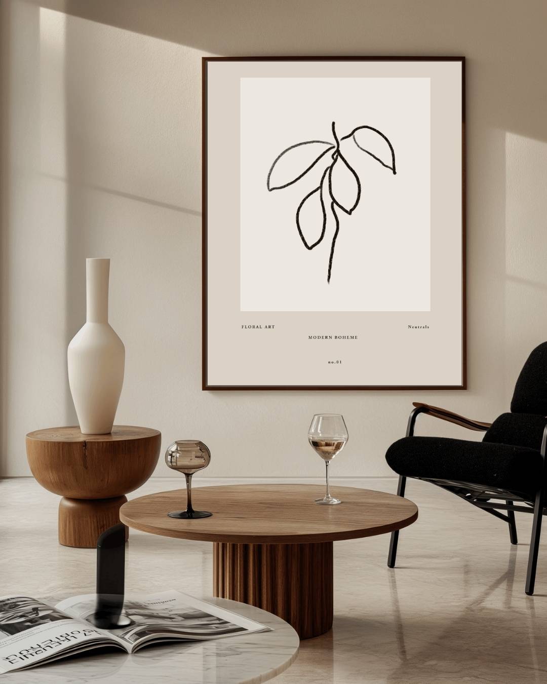 Minimalistische bladeren Poster – staande poster voor modern interieur