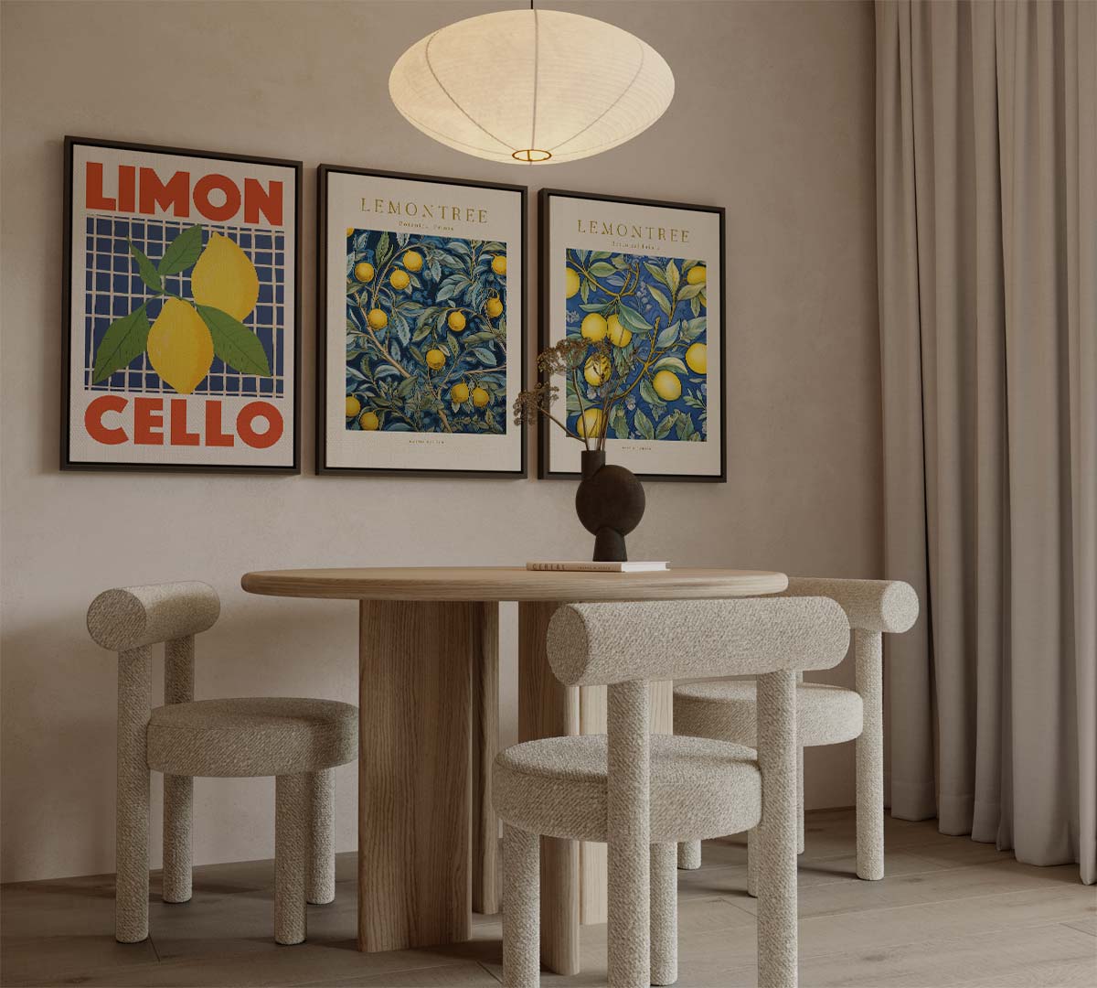 Citroenenmix in Italiaanse stijl – canvas drieluik in portret formaat