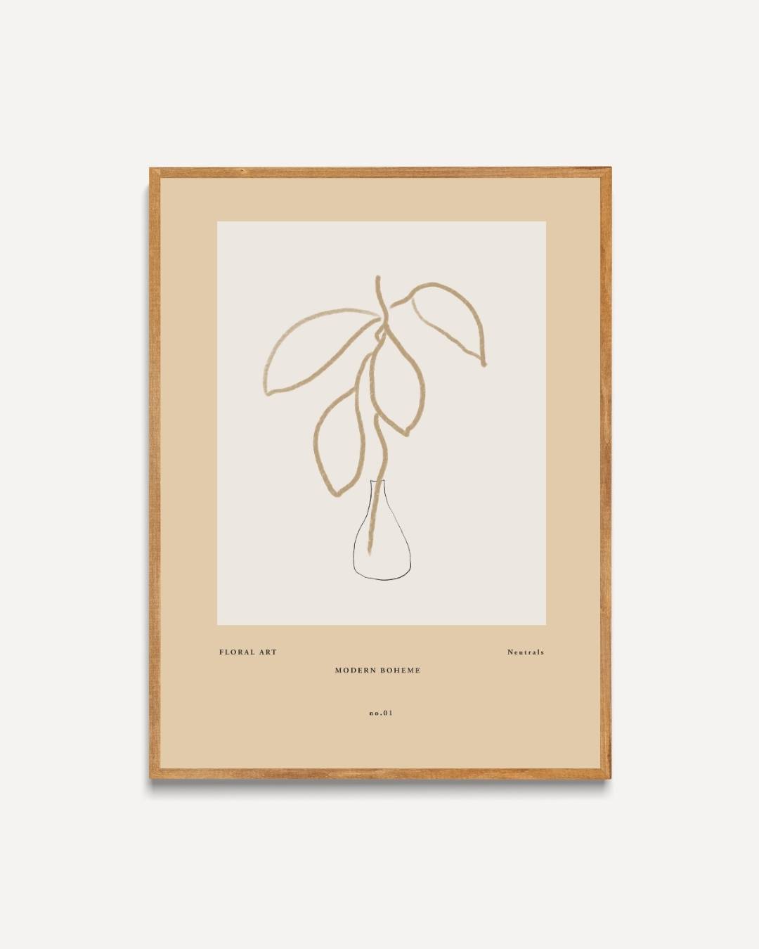 Vaas met blad Poster – portret poster als wanddecoratie
