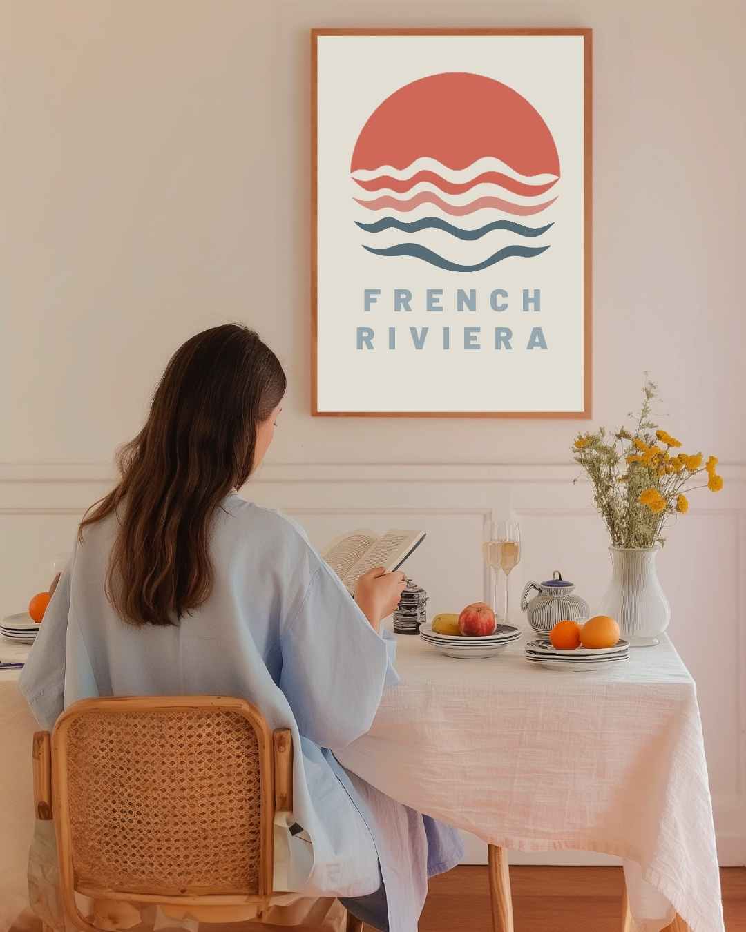 French Riviera Sunset Poster – staande poster voor modern interieur