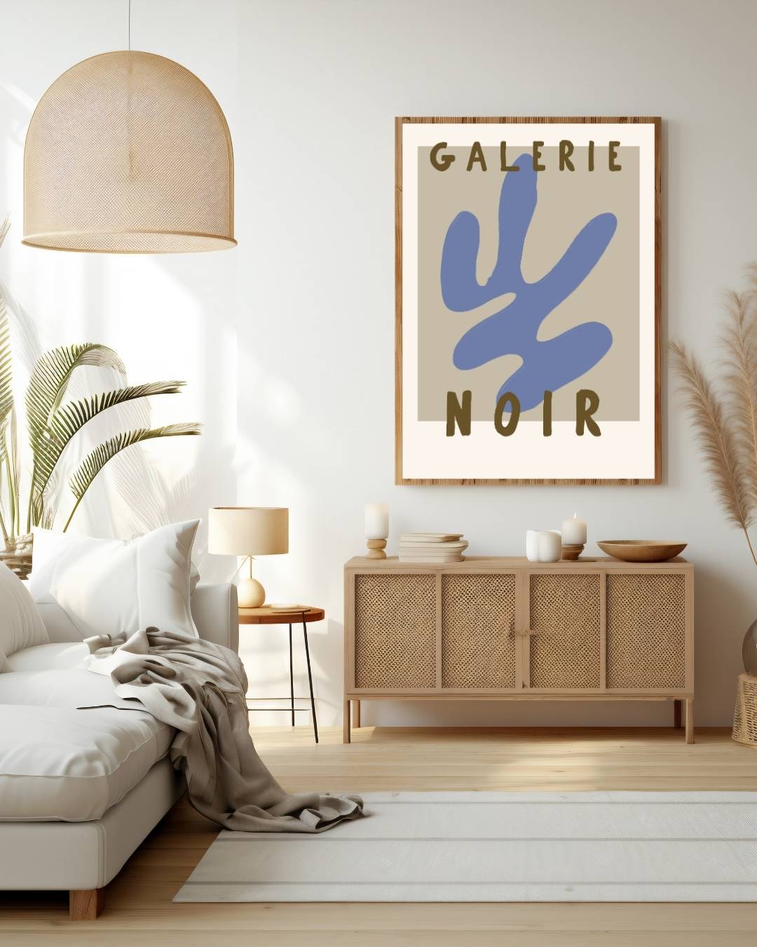 Blauwe abstracte Galerie Noir Poster – staande poster voor modern interieur