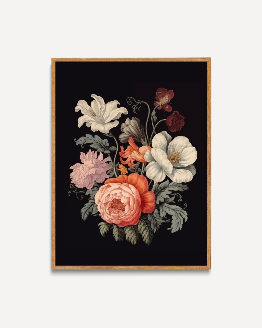 Stille Bloemenpracht Poster – portret poster als wanddecoratie
