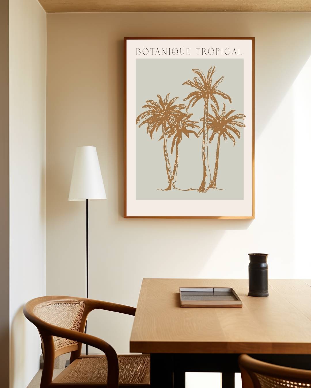 Botanique tropical bruine palmbomen poster – staande poster voor modern interieur