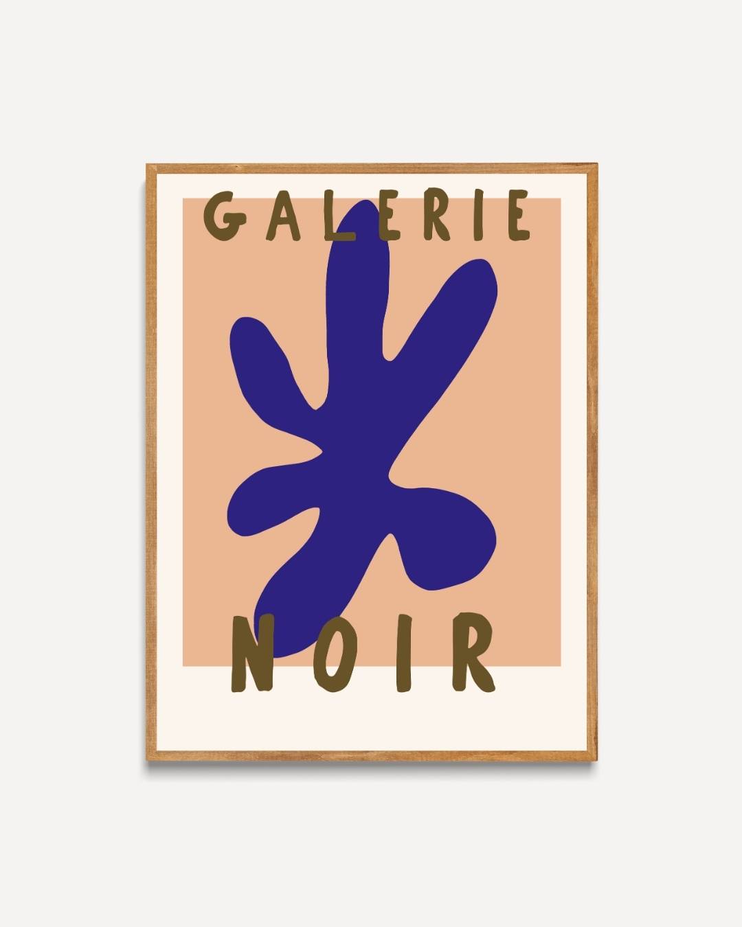 Diepblauwe abstracte vorm Galerie Noir Poster – portret poster als wanddecoratie