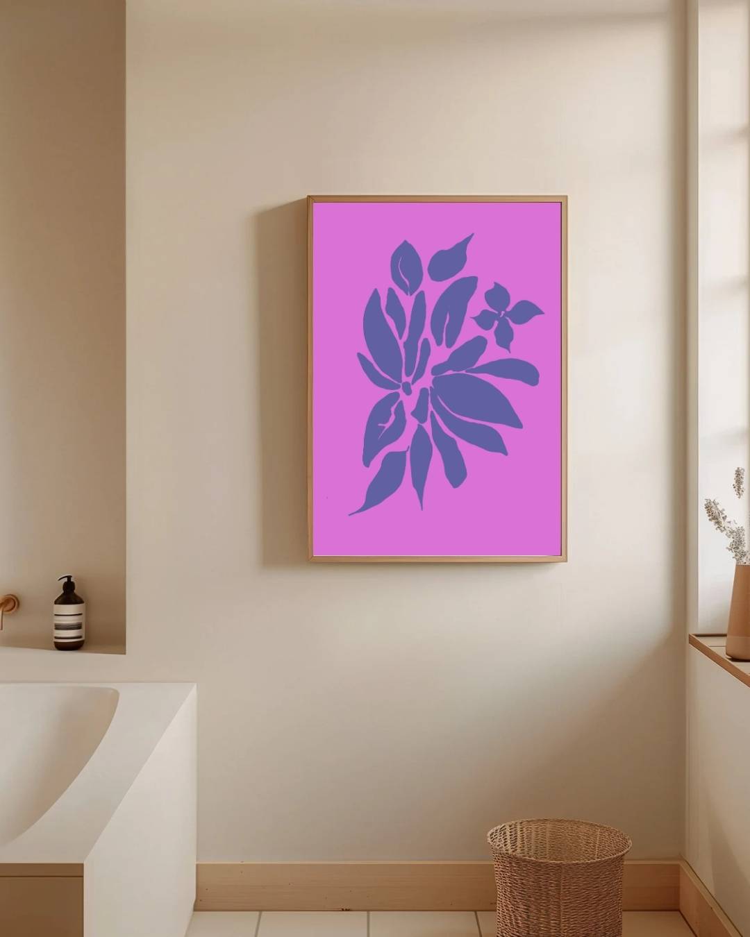 Modern bloemensilhouet Poster – staande poster voor modern interieur