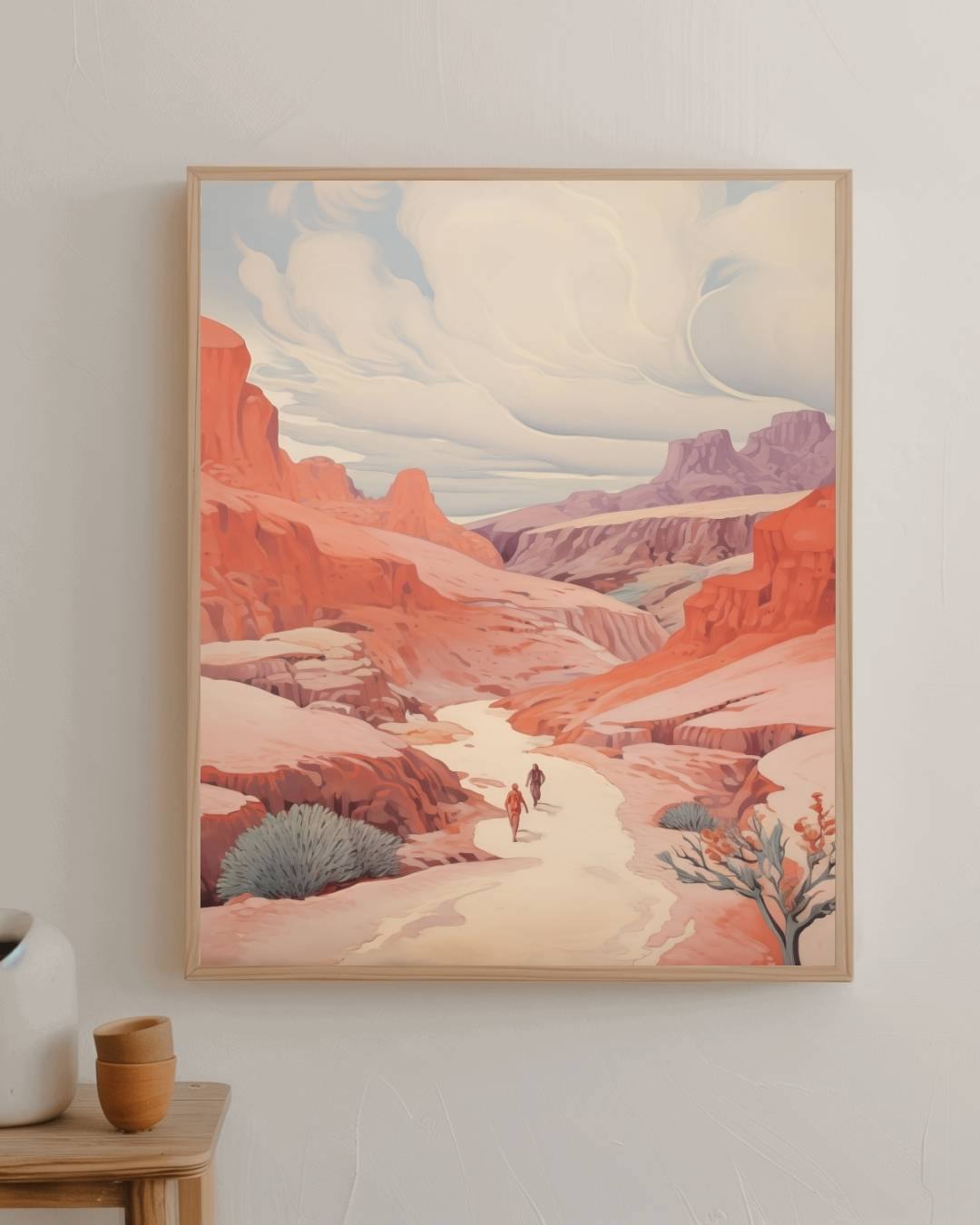Woestijnlandschap met wandelaars Poster – staande poster voor modern interieur