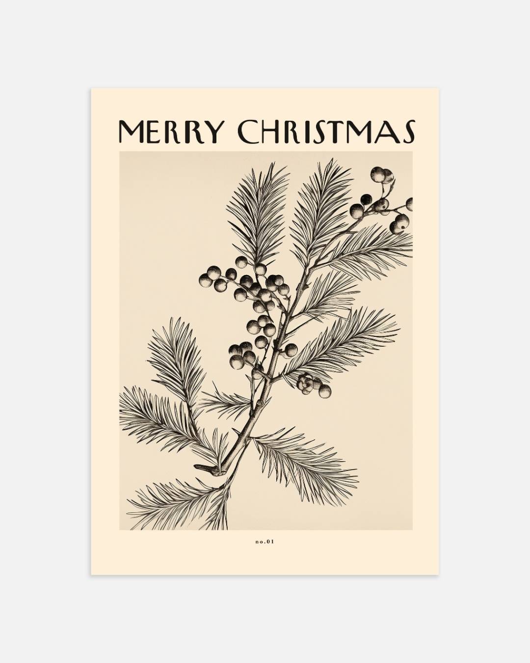 Merry Christmas botanische Poster – portret wanddecoratie van WallArtistic