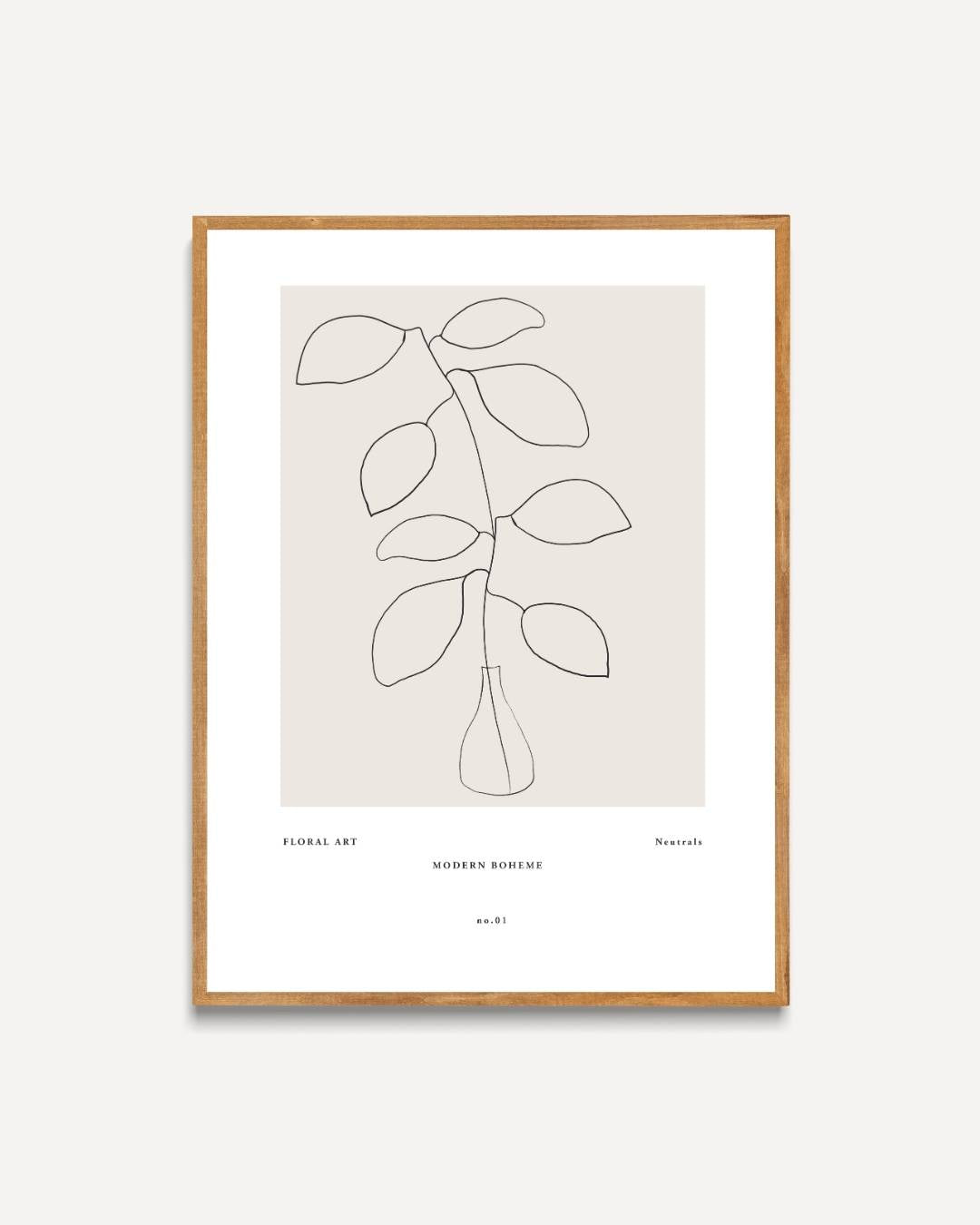 Neutrale botanische kunst Poster – portret poster als wanddecoratie
