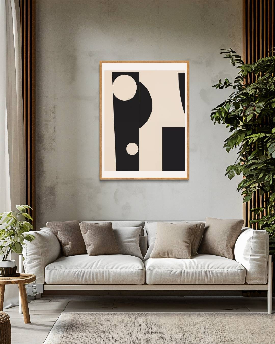 Zwarte geometrische abstractie Poster – staande poster voor modern interieur