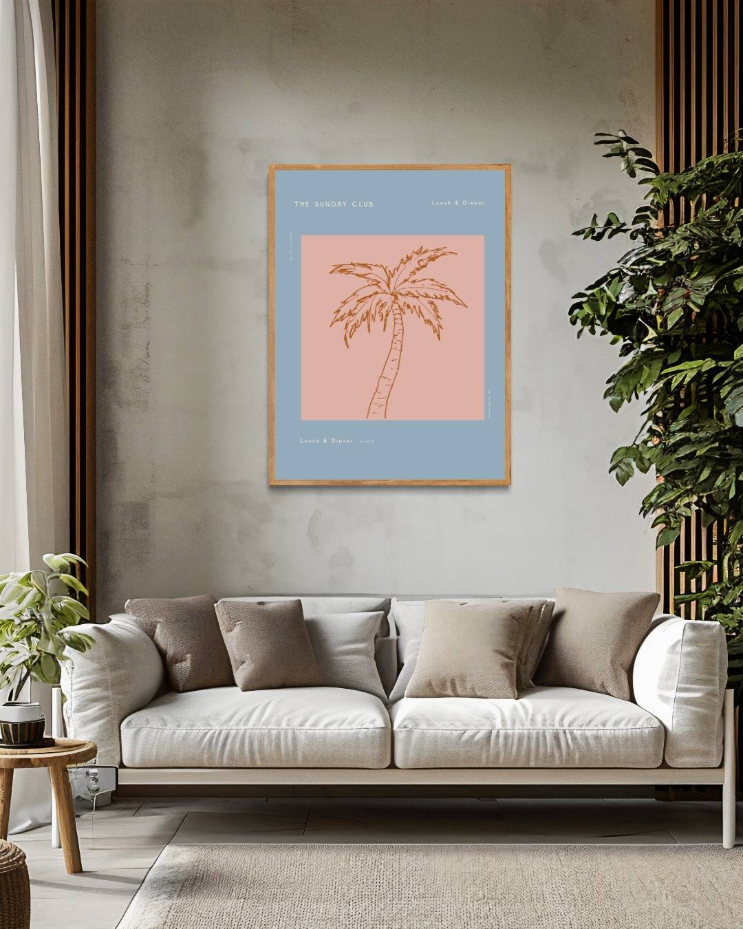 The Sunday Club palmboom lunch & dinner Poster – staande poster voor modern interieur