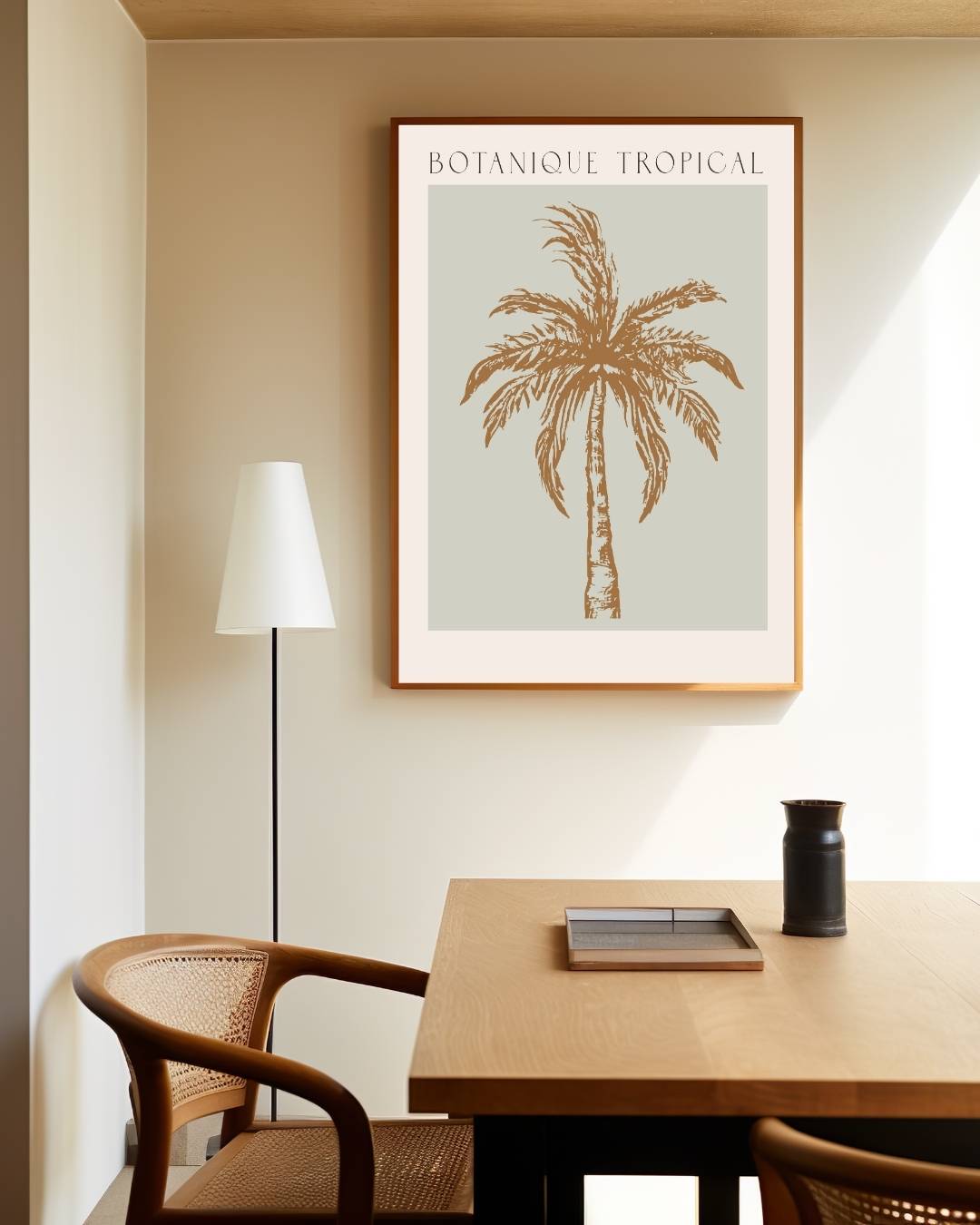 Botanique tropical bruine enkele palmboom poster – staande poster voor modern interieur