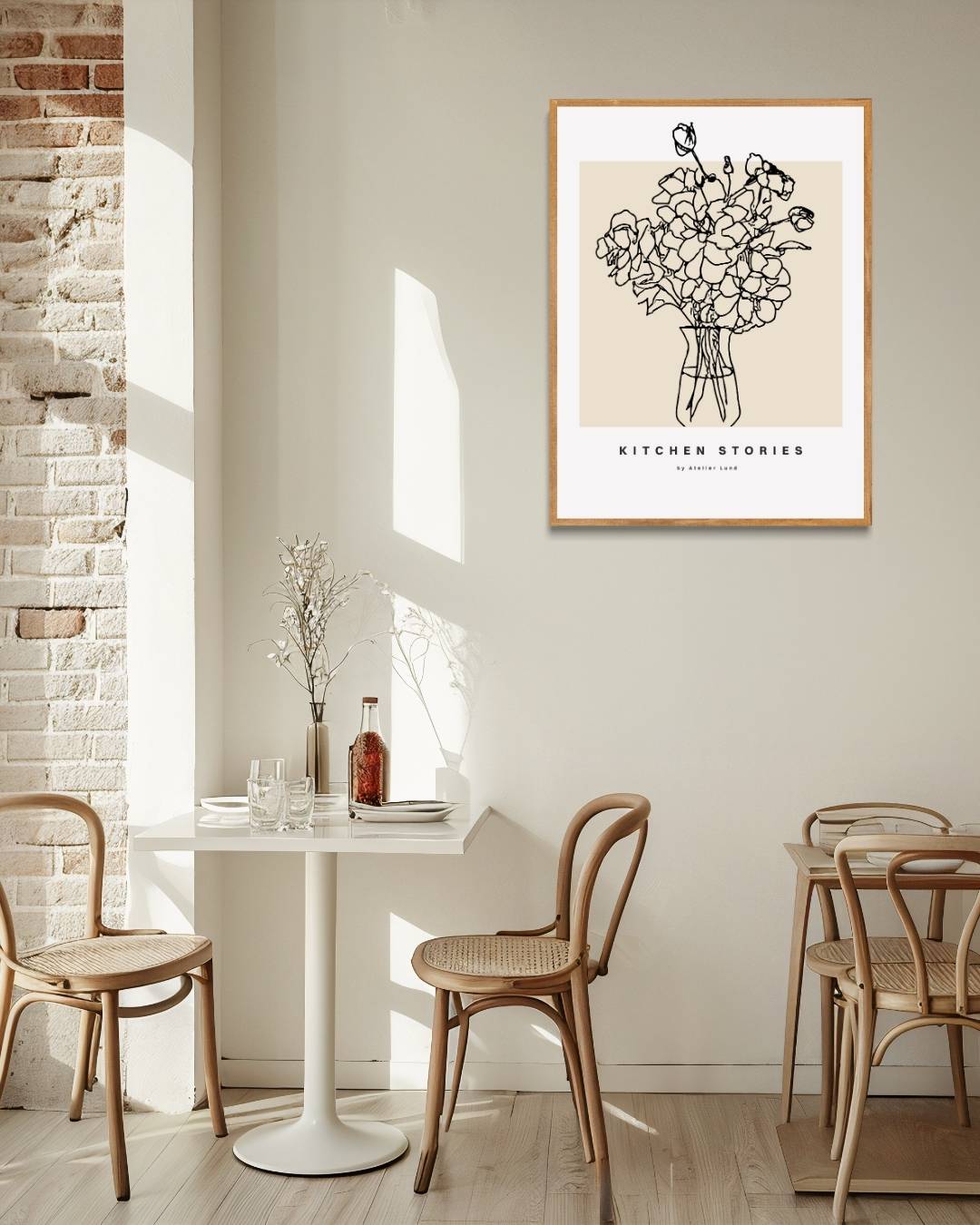 Line art bloemenvaas Poster – staande poster voor modern interieur