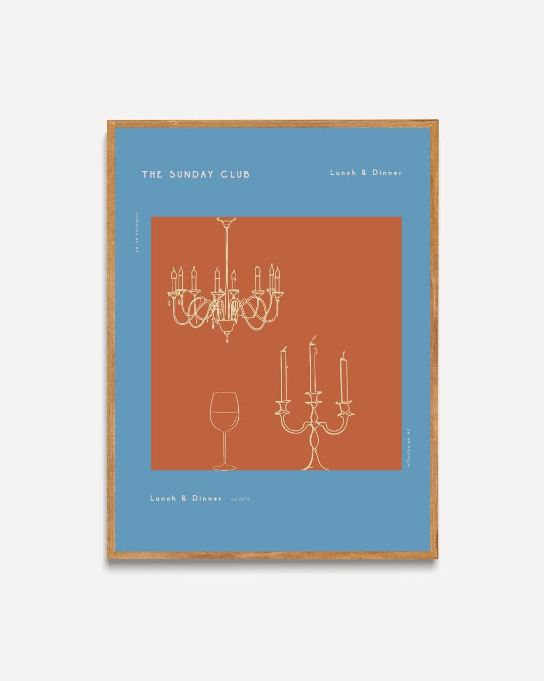 The Sunday Club kroonluchter blue Poster – portret poster als wanddecoratie
