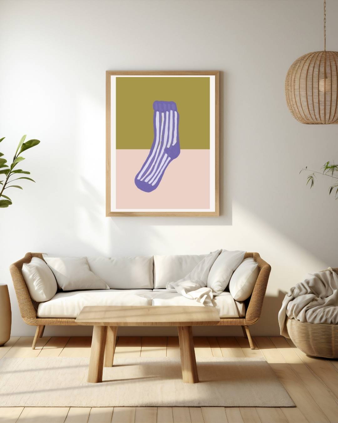 Gestreepte sok Poster – staande poster voor modern interieur