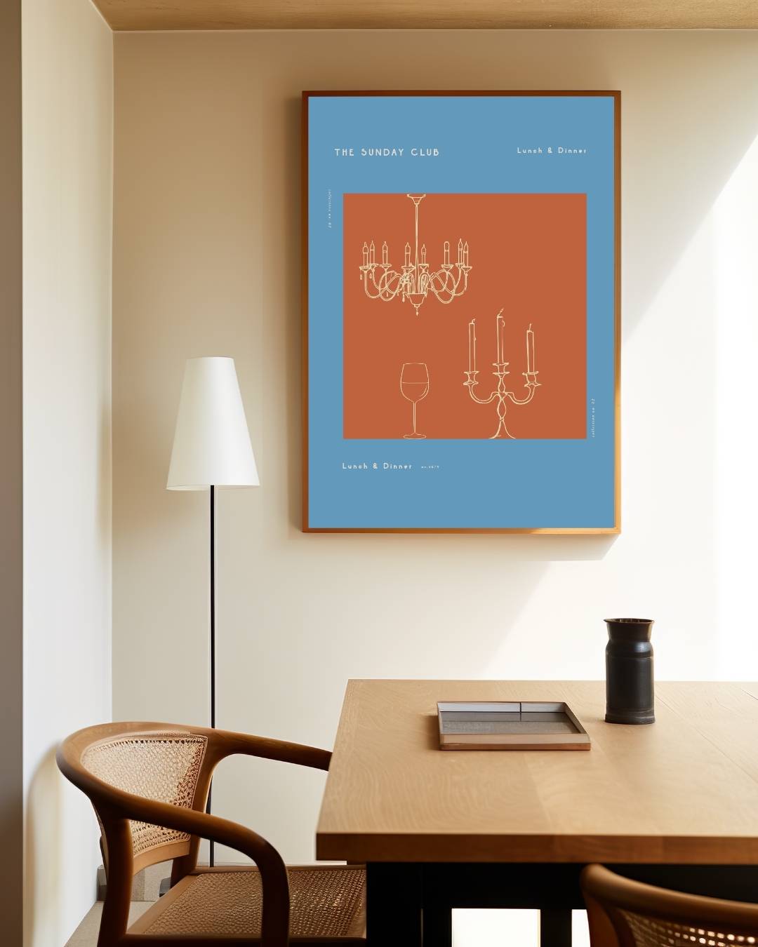 The Sunday Club kroonluchter blue Poster – staande poster voor modern interieur