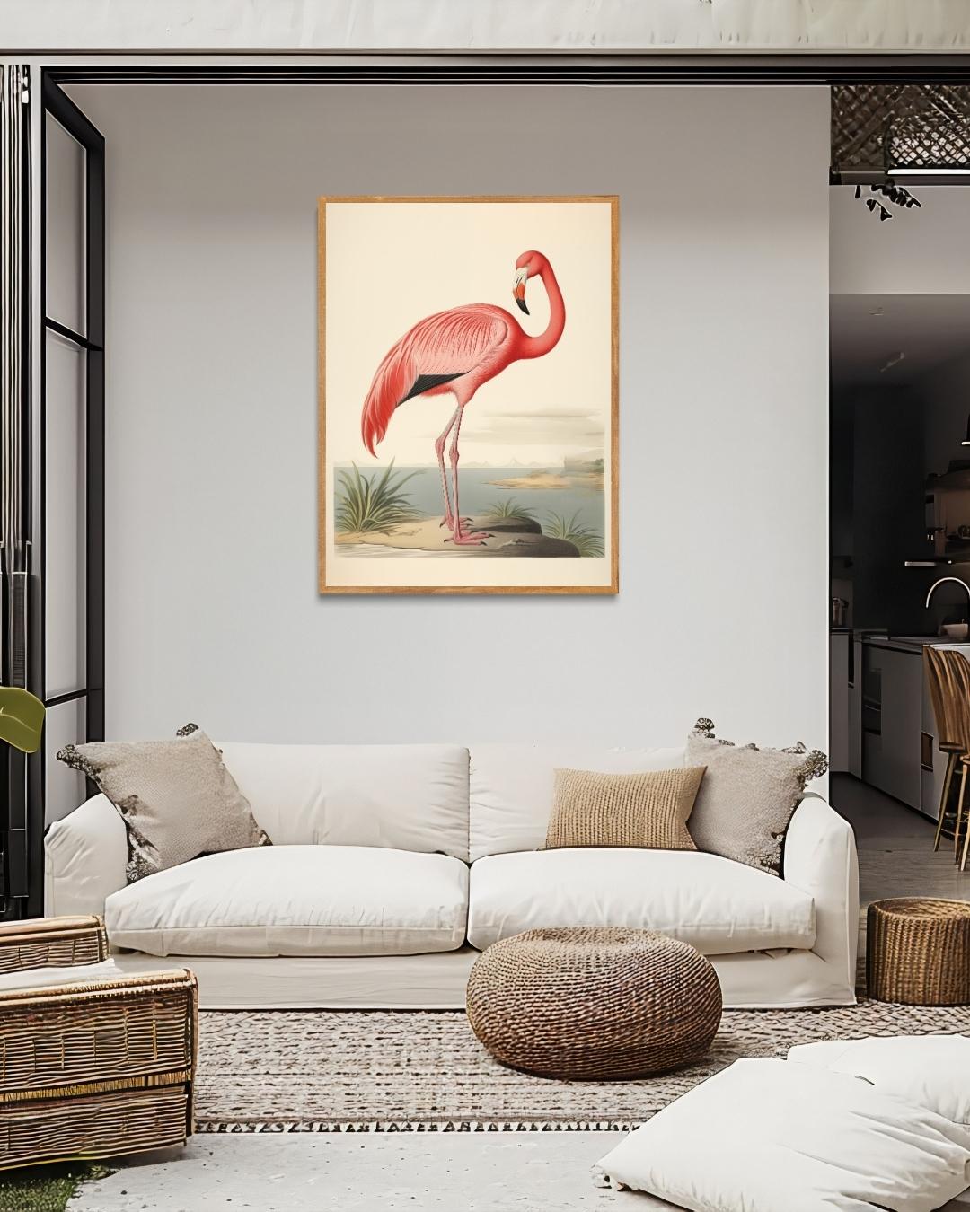 Tropische flamingo Poster – staande poster voor modern interieur