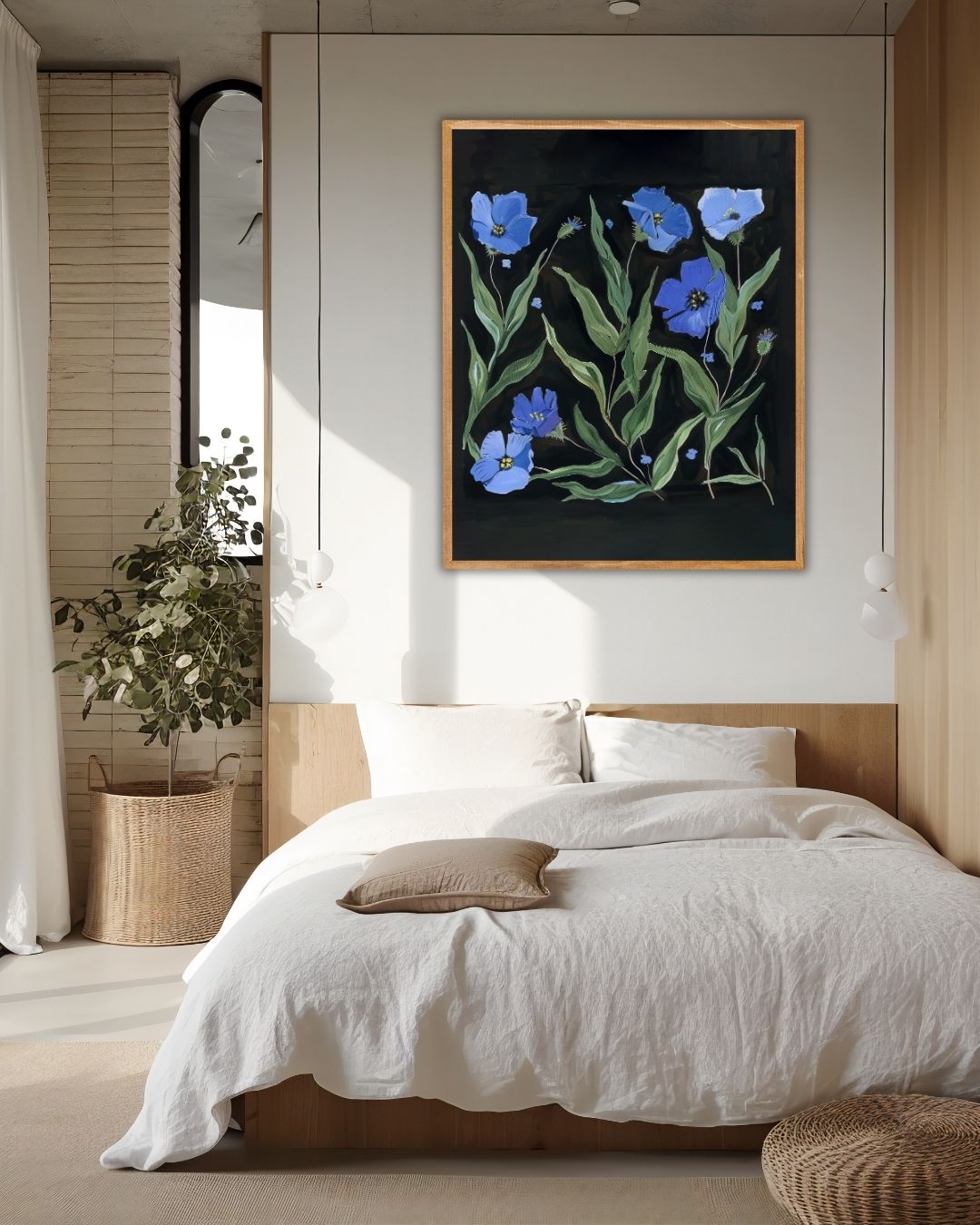 Nachtbloemen Schilderij – staande poster voor modern interieur