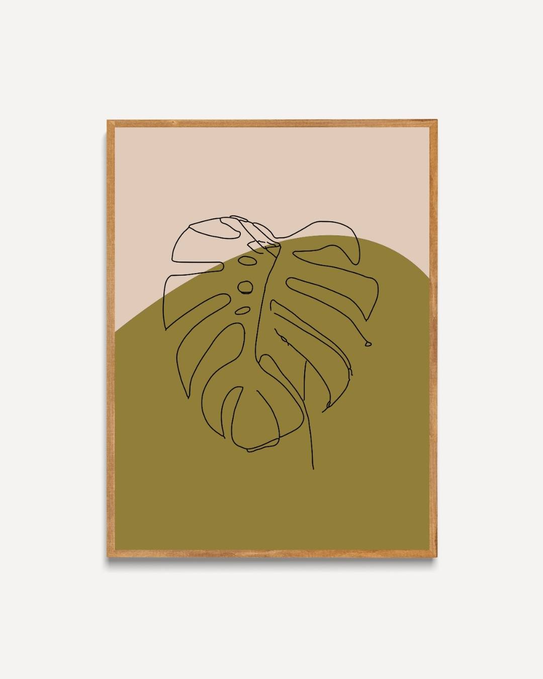 Monstera abstract olijfgroene poster – portret poster als wanddecoratie