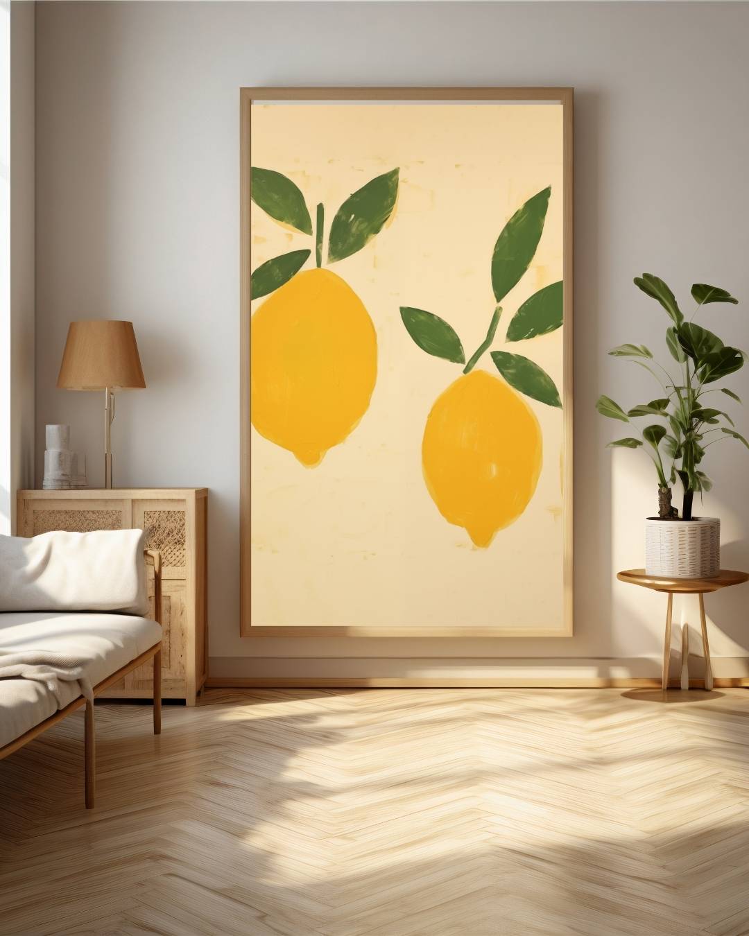 Citroenen met bladeren Poster – staande poster voor modern interieur