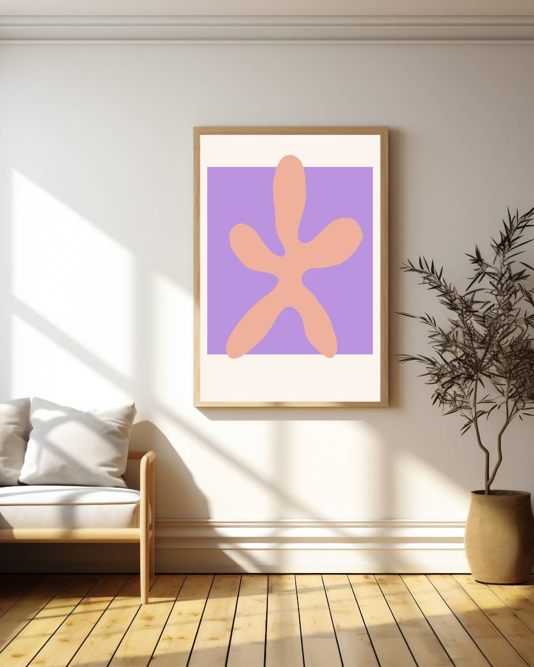 Perzikroze abstracte vorm Poster – staande poster voor modern interieur