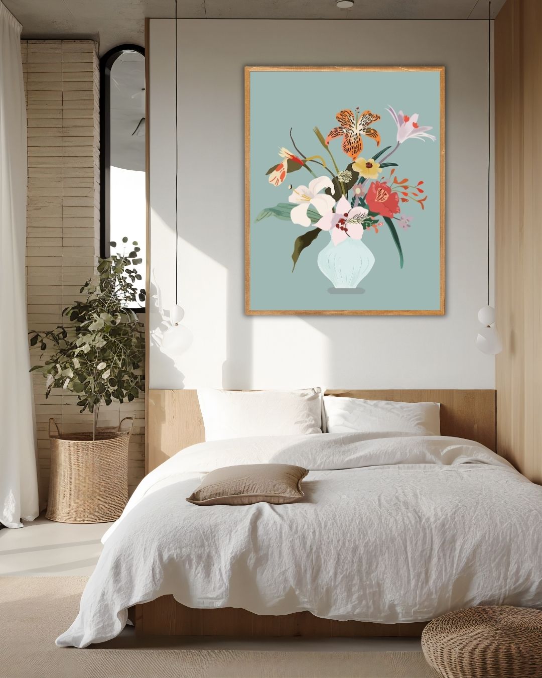 Botanische Bloemenvaas – staande poster voor modern interieur