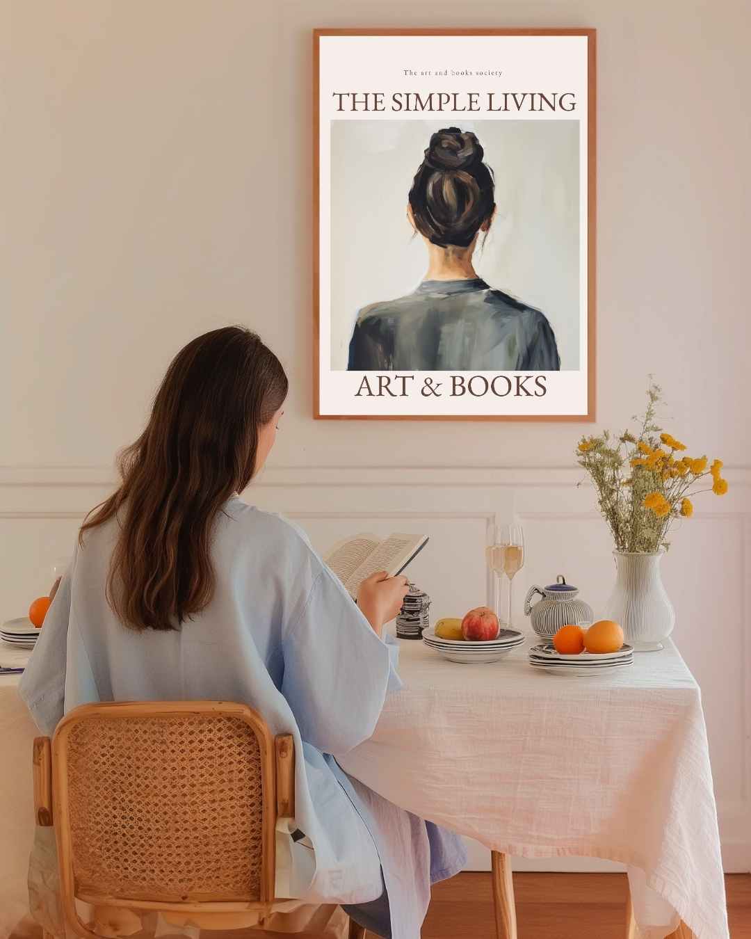 Eenvoudig Leven: Kunst en Boeken Poster – staande poster voor modern interieur