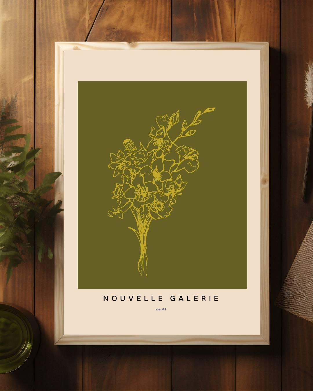 Bloementak in olijfgroen Poster – staande poster voor modern interieur