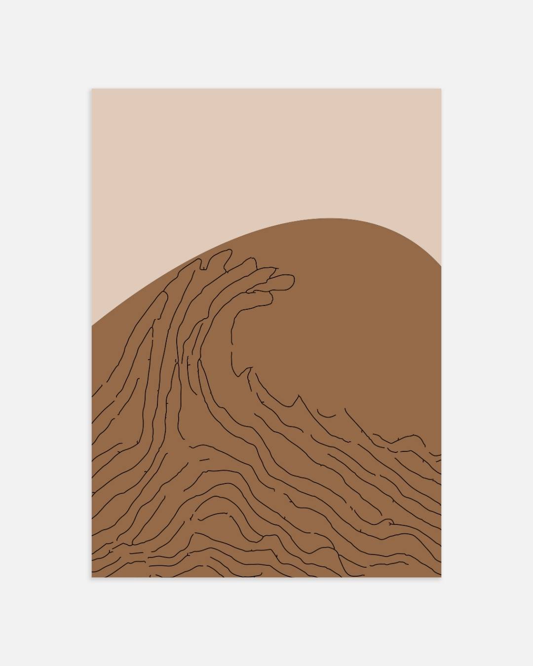 Abstracte bruine golf poster – portret wanddecoratie van WallArtistic