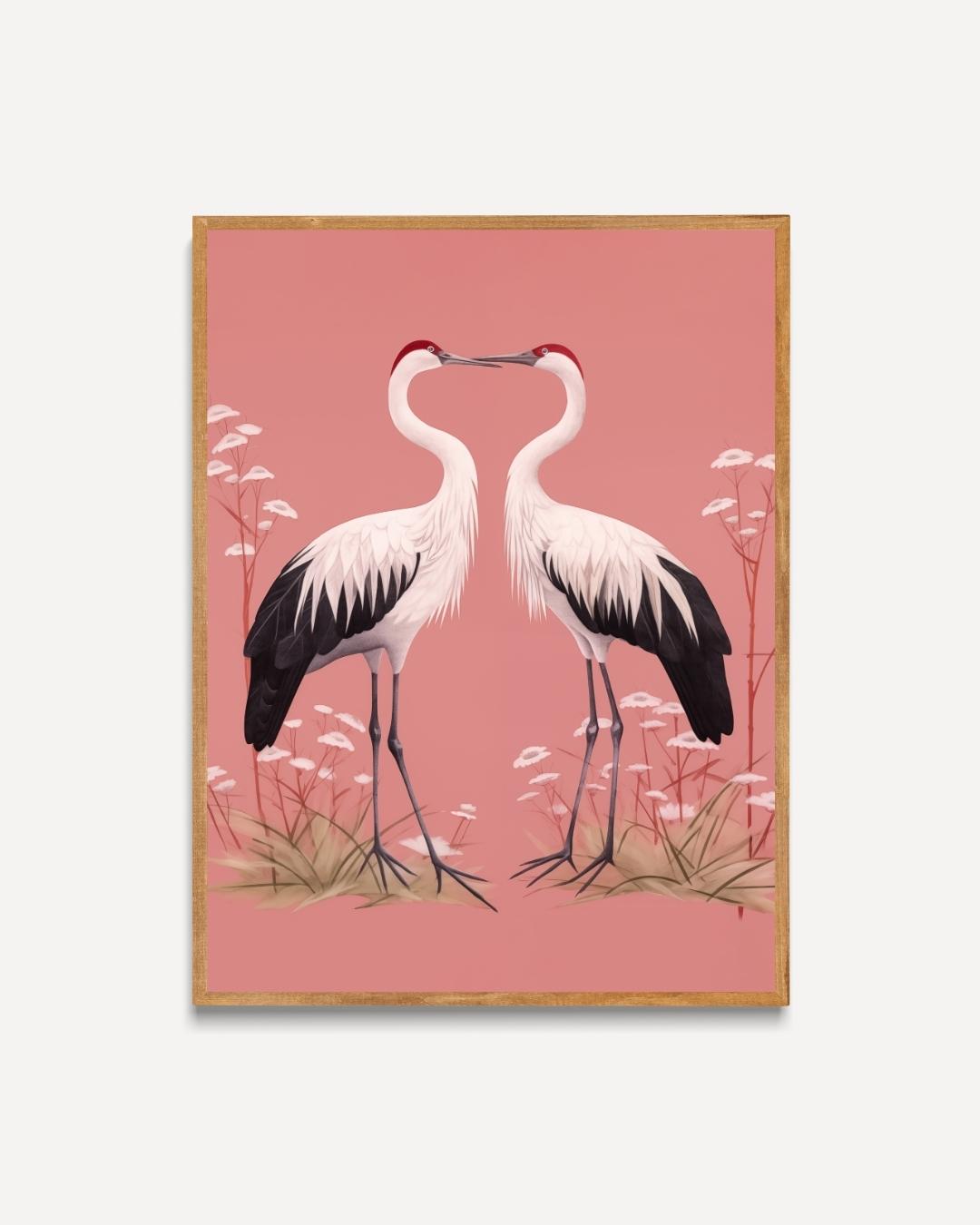 Twee Kranen in Harmonie Poster – portret poster als wanddecoratie